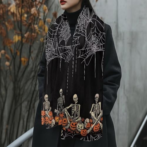 Babrukda Colorful Bat Winter Scarf for Women Cold Weather Thick Funny Scarf Soft Halloween Party Oversized Shawl Scarves3