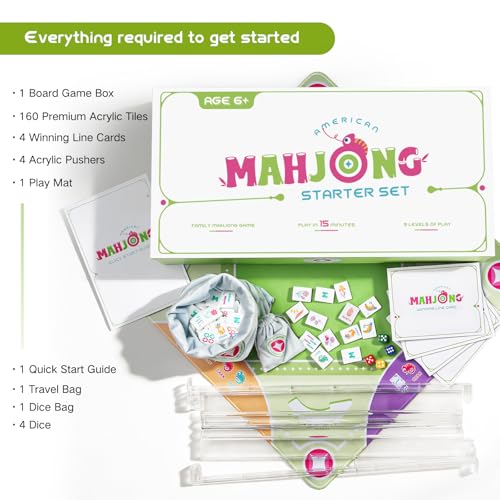 Mini Mahjong Set for Kids & Beginners, Portable Travel Mahjong Tiles Set American for Family, 160 Acrylic Mini Mahjong Tiles with Carrying Bag, Mat, Racks, Mah Jong Starter Kit for Ages 6+ by VIRORA MAHJONG - Image 6