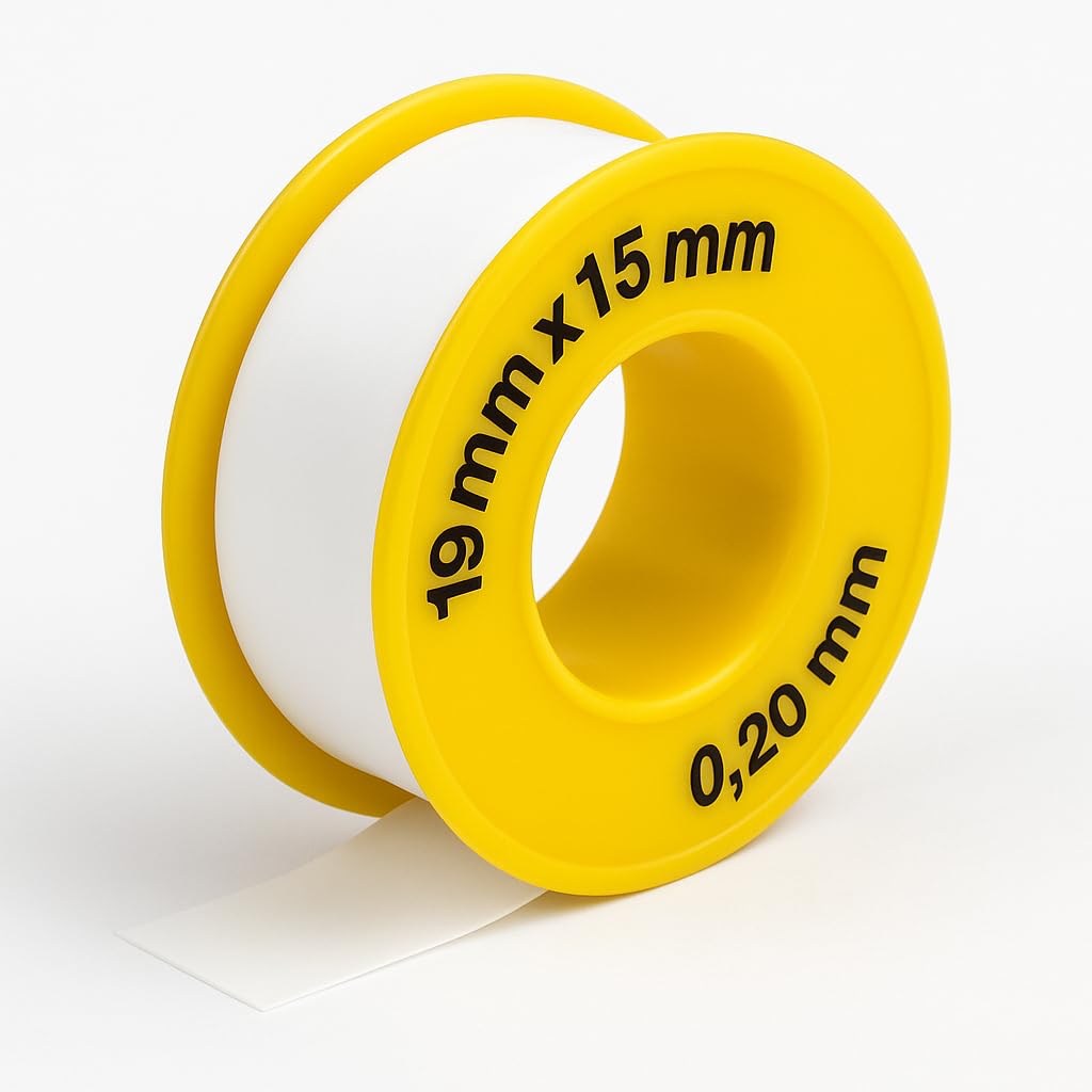Cinta de teflón 19 mm x 15 m x 0,20 mm – Sellador de roscas para instalaciones hidráulicas, gas y aire comprimido – Resistente y fácil de aplicar
