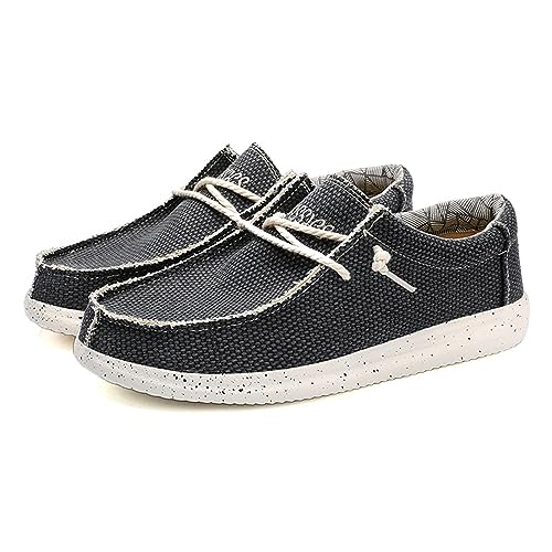 Canvas Men's Loafers & Slip-ons,Classic Comfy Breathable Mesh Boat Shoes Men,Casual Lightweight Slip Resistant Deck Shoes Mens,with Rubber Sole