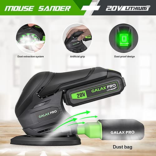 Galax Pro Exzenterschleifer, Bohrmaschine, 2 Geschwindigkeiten, Brenner, Werkzeugset, kabellos, 110 lm, Li-Ion-Akku 1,3… – Bild 3