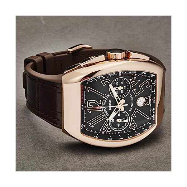 Men's 'Vanguard' Swiss Automatic Chronograph Watch - Brown Dial with Rose Gold Luminous Hands and Date - Sapphire Crystal and Brown Leather Strap - 18K Rose Gold Watch 45CCGLDBRNGLD1 - Image 3