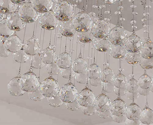 Image of Crystal Glass Ceiling Lamp Stainless Steel Chandelier with Glass Bead & Sparkling K9 Crystal Chandelier 6 (Yellow) Light A1