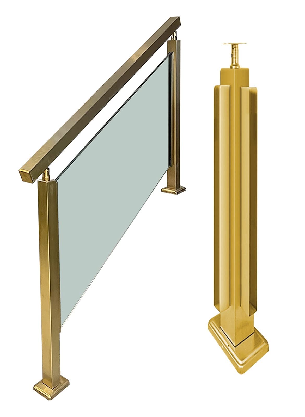 GHFXSCV Glass Railing Post for Commercial Use Round/Square Handrail System Staircase Railing Column for Decks Lofts Hotels Kids' PlaygroundsDurable & Stylish