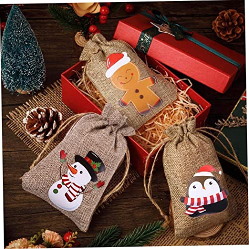 Sacos de juta de juta de Natal, sacos de cordão de Natal, calendário do advento, estopa para festa de Natal, 14 peças, decoração de casa
