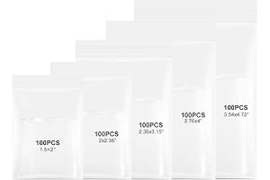 500 Pcs Assorted Small Ziplock Bags in 5 Sizes for Multipurpose Use