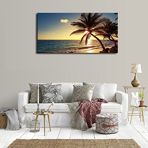 yearainn Canvas Wall Art Beach Coconut Tree Panoramic Seascape