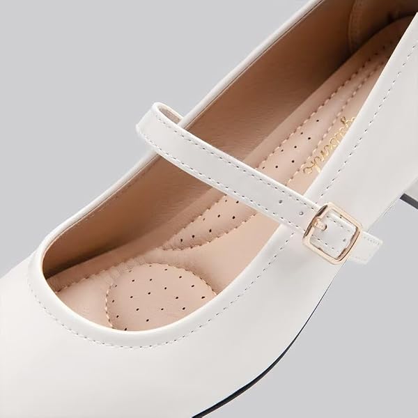 hingswink Mary Jane Shoes 2inch Womens Pumps Heels Dress Shoes,White7.5 by hingswink - Used condition - Image 5