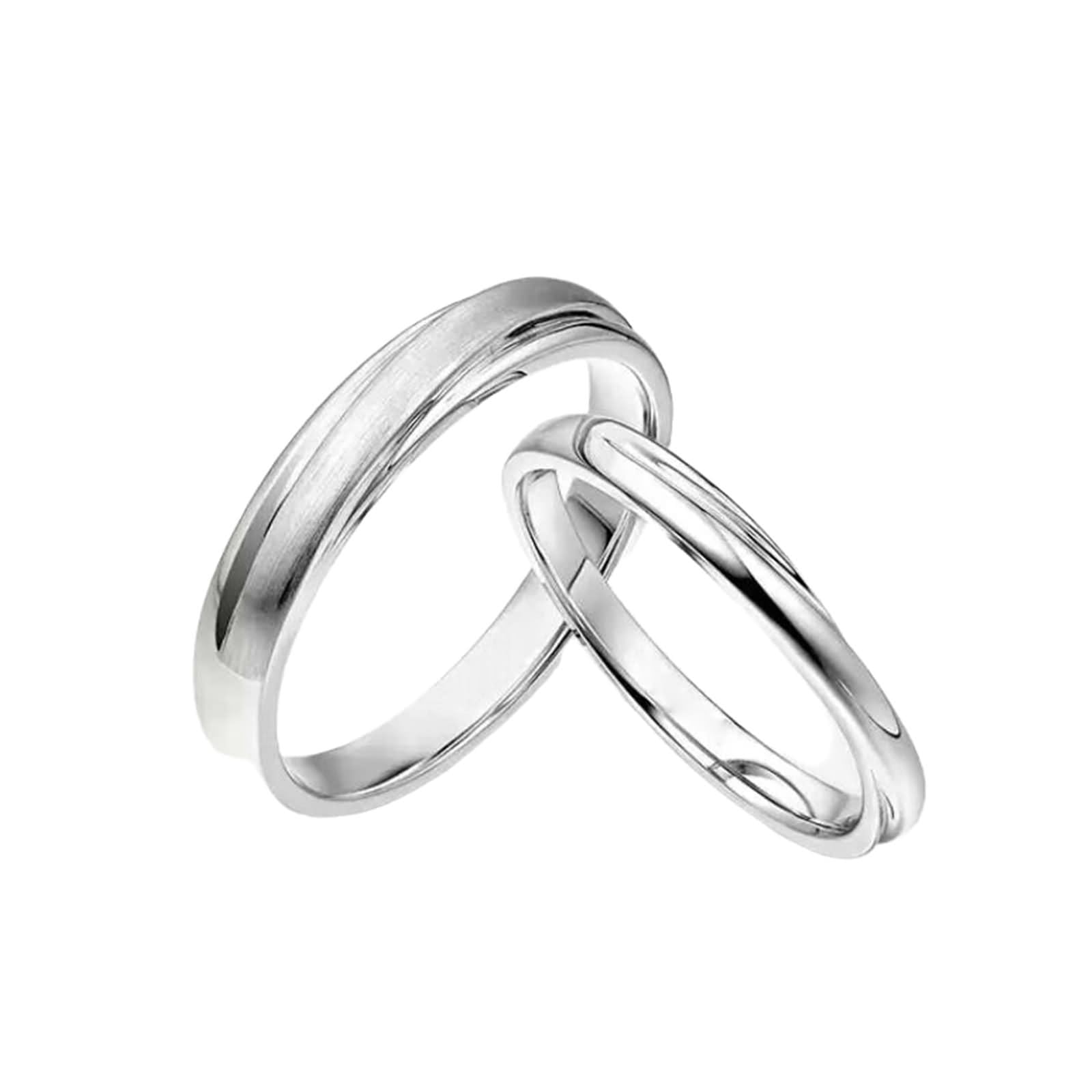 Anillo para mujer, delicado anillo para mujer, patrón de ondas, oro blanco/platino joyas para mujer