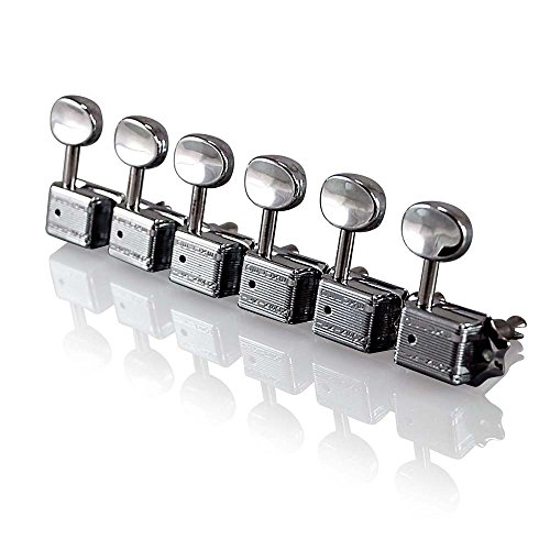 Wilkinson Deluxe Tuners/Machine Heads Chrome Right Handed WJ55 Split Post Vintage Kluson Style 6 in-line for Fender Stratocaster, Telecaster etc. (Right Handed, Chrome)