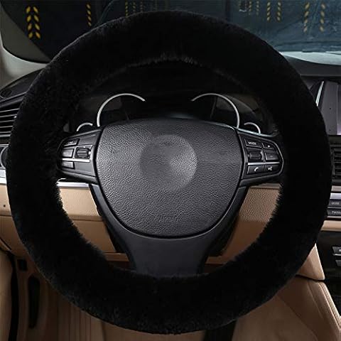 Australian Sheepskin Wool Steering Wheel Cover Fuzzy Fur Steering Wheel Cover for Men Women Plush Car Wheel Cover for Universal Steering Wheel 13.7-17 inches(35CM-43CM) Cover