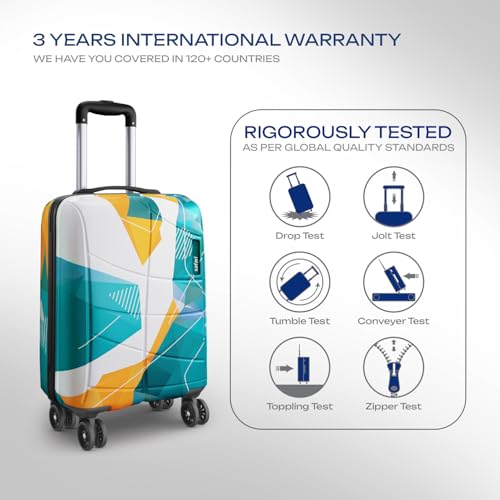 Image of Safari Luma Neo 8 Wheels 55cm Cabin Size Trolley Bag, Hard Case Printed Polycarbonate, 360 Degree Wheeling Carry on Luggage for Men & Women, Suitcase for Travel, Trolley Bags for Travel, Multicolour