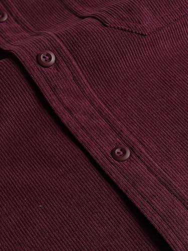 Image of Urbano Plus Men's Corduroy Full Sleeve Regular Fit Solid Overshirt with Utility Pockets