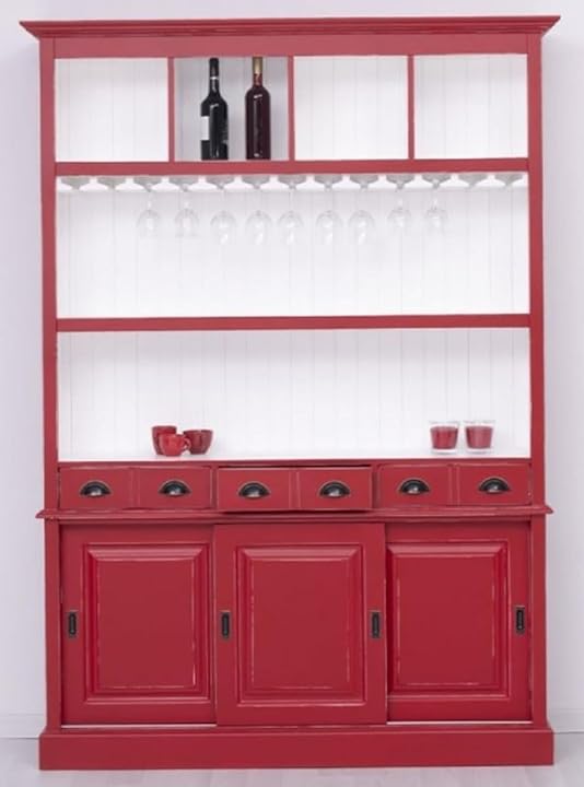 Casa padrino credenza stile country in legno massello rosso