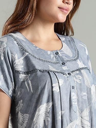 Image of 9shines Label Premium Alpine Maxi Designer Nighty | Floral Print Maxi for Women | Night wear for Women | | Full Length Night Gown for Women | Night Dress for Women Stylish (2467)
