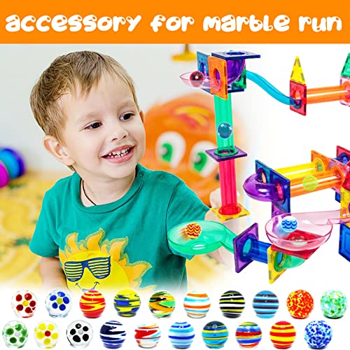 Image of 40 PCS Glass Marbles for Kids, 35 Colorful Assorted Marbles and 5 Glow in The Dark, Marble Run Games Accessories for Boys and Girls, Beautiful Marble Bulk for Home Decoration