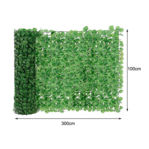 Trintion Künstliche Efeu Garten Sichtschutz 100x300cm Balkon Sichtschutz Künstliche Hecken Paneele Rolle Pflanzen Hängend Girlande für Gartenhecken Balkon Außendekoration