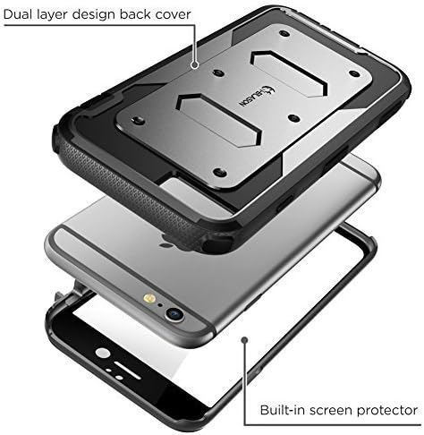 iPhone 6s Plus Case, Armorbox i-Blason Builtin Screen Protector Heavy Duty Shock Reduction Bumper for Apple iPhone 6 Plus 5.5 Inch (Black)