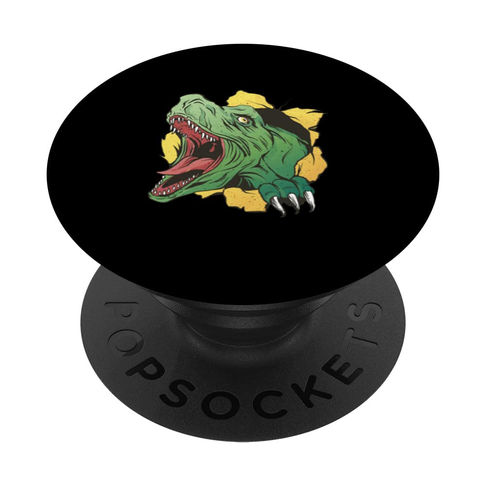 Roaring dinosaur crack in colourful - for Exen dinosaur lovers PopSockets Swappable PopGrip