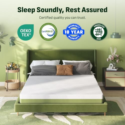 Image of Softa Tri-Fold Mattress Queen 4 Inch, Cooling Gel Memory Foam, Washable Cover, Non-Slip Base, Viscose from Bamboo, Certi-PUR & Oeko-TEX Certified, Space-Saving Floor Bed for Guest, Camping, Yoga, RV