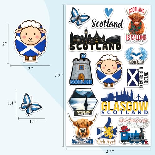 Image of Scotland Travel Stickers 50 Pieces Vinyl Waterproof Decal for Laptop Water Bottle Phone Car Window Bike Motorcycle Stakeboard Scrapbook Scotlands Sticker Gifts