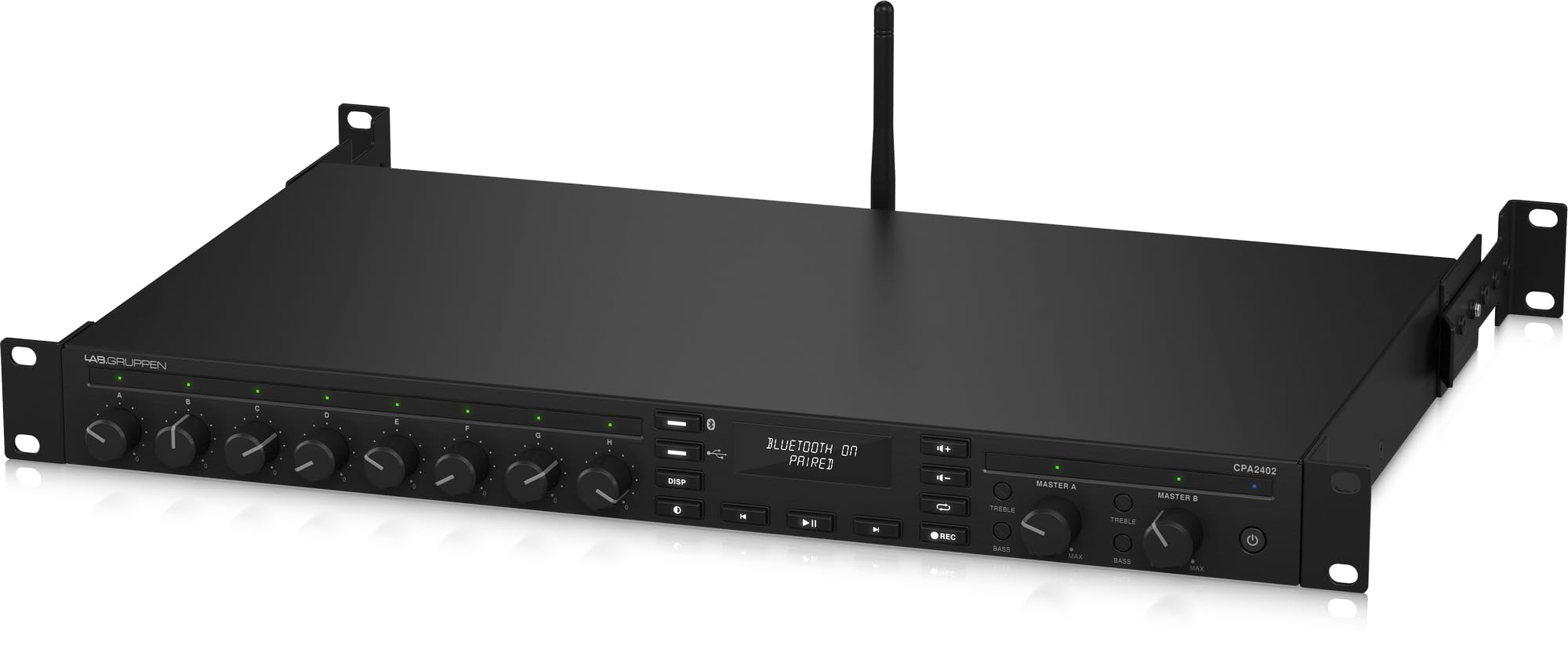 Lab Gruppen - Amplificador de mezcla comercial (2 x 240 W, con 8 entradas, transmisión Bluetooth, reproductor multimedia USB