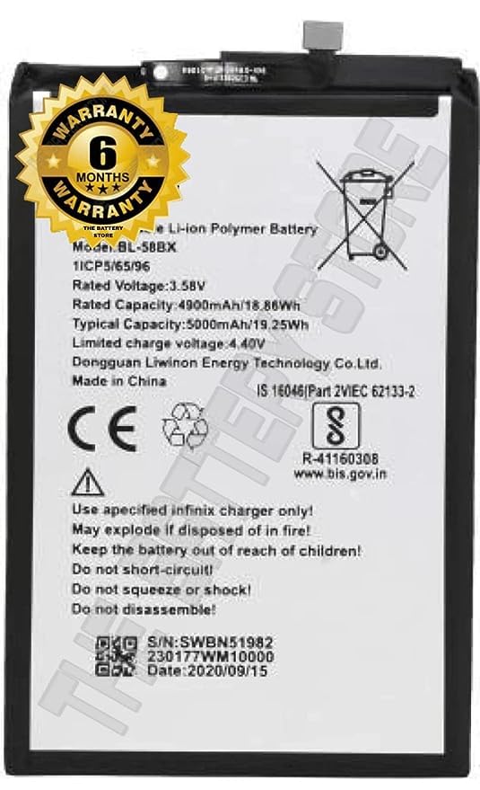 Image of Original BL-58BX Battery for Infinix Hot 9 / Hot 9 Play / X650C / X650B / X650D / X680 / X680B / X680C / 58BX Battery with 6 Month Warranty*** ** (J00235)