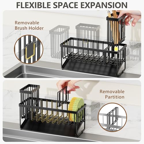 Cisily Kitchen Dish Soap Dispenser Set with 2 Pack 16.9oz Amber Glass Bottle and Sponge Holder, Dish Soap Dispensers with Adjustable Sponge Holder, Vintage Hand and Dish Soap Dispensers Set - Image 5