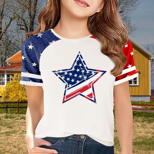 Kids USA Shirts for Girl 4th of July Shirts American Flag Tshirt Patriotic Top Independence Day2