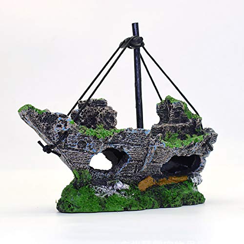 BRKURLEG Ornamenti per acquari, decorazione per acquari, barca a vela Versunkene per decorazione acquario, ideale per piccoli gamberetti, pesci, tartarughe - Image 6