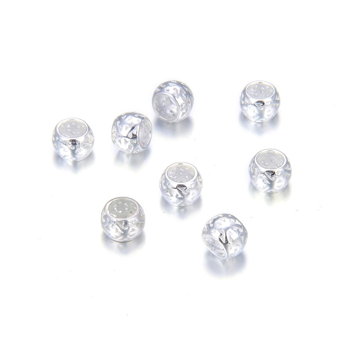 Srebrne metalowe koraliki ze srebra wysokiej próby 8 mm (duży otwór ~ 5 mm) do produkcji biżuterii SS60