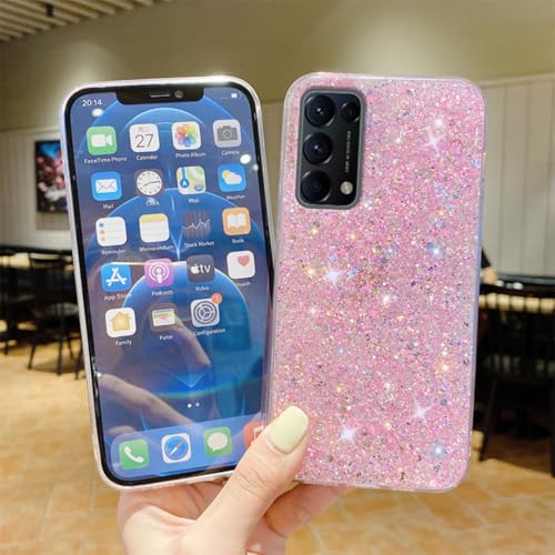 Coque antichoc Samsung S21 rose avec paillettes intégrées - 4