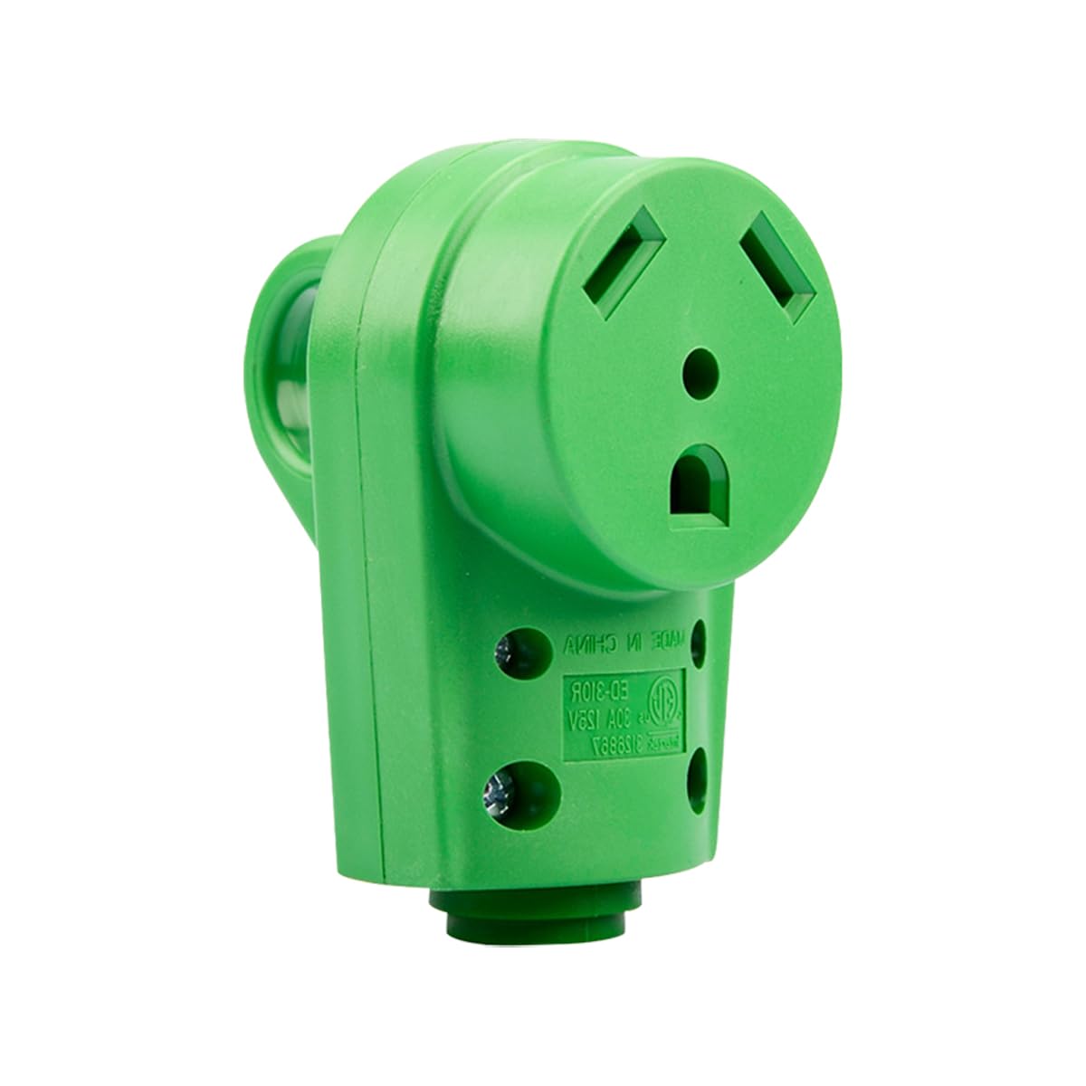 BELOMI 30 Amp RV Plug, Heavy Duty NEMA TT-30P Replacement Plug Adapter, 125V Electrical Power Connector Extension Cord End with Easy Unplug Handle, Compatible with RV Trailer (Green Female)