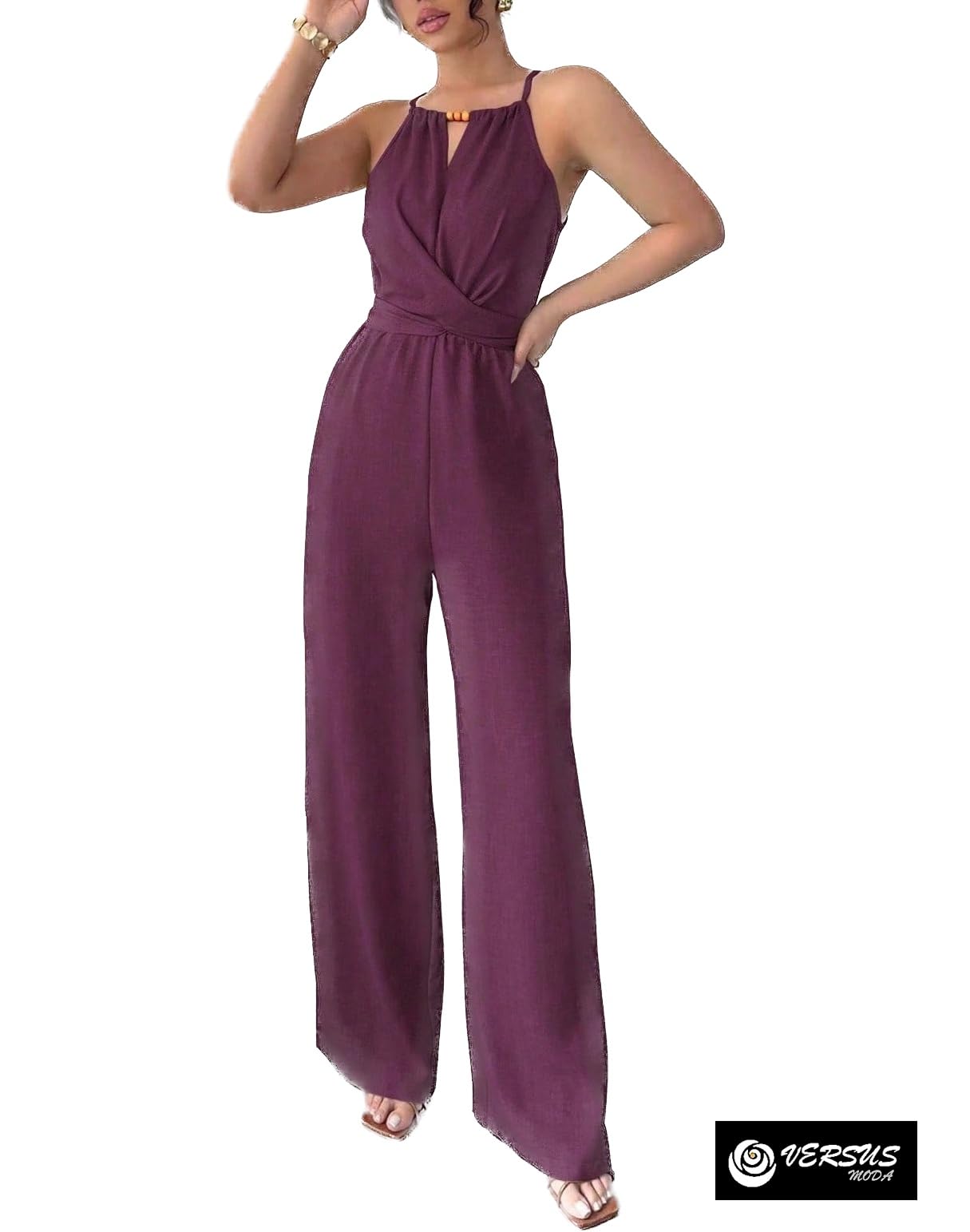 Tuta Pantaloni Eleganti Larghi Donna Woman Wide Trousers Jampsuit Romper - 660058B