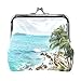 ZZAEO Palm Trees On The Coast Blue Ocean Cute Coin Purse for Women and Girls Retro Money Pouch with Kiss-lock Buckle Small Wallet Card Change Holder