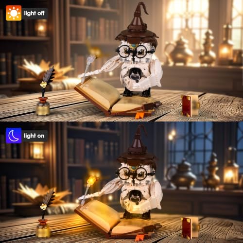 Image of Vziimo Ideas Magic World Owl Building Set, MOC Creative Bird Animal Building Set with Light, Collectible Bird Model Toys Gifts for Teens Adults 14+ (1162 PCS)