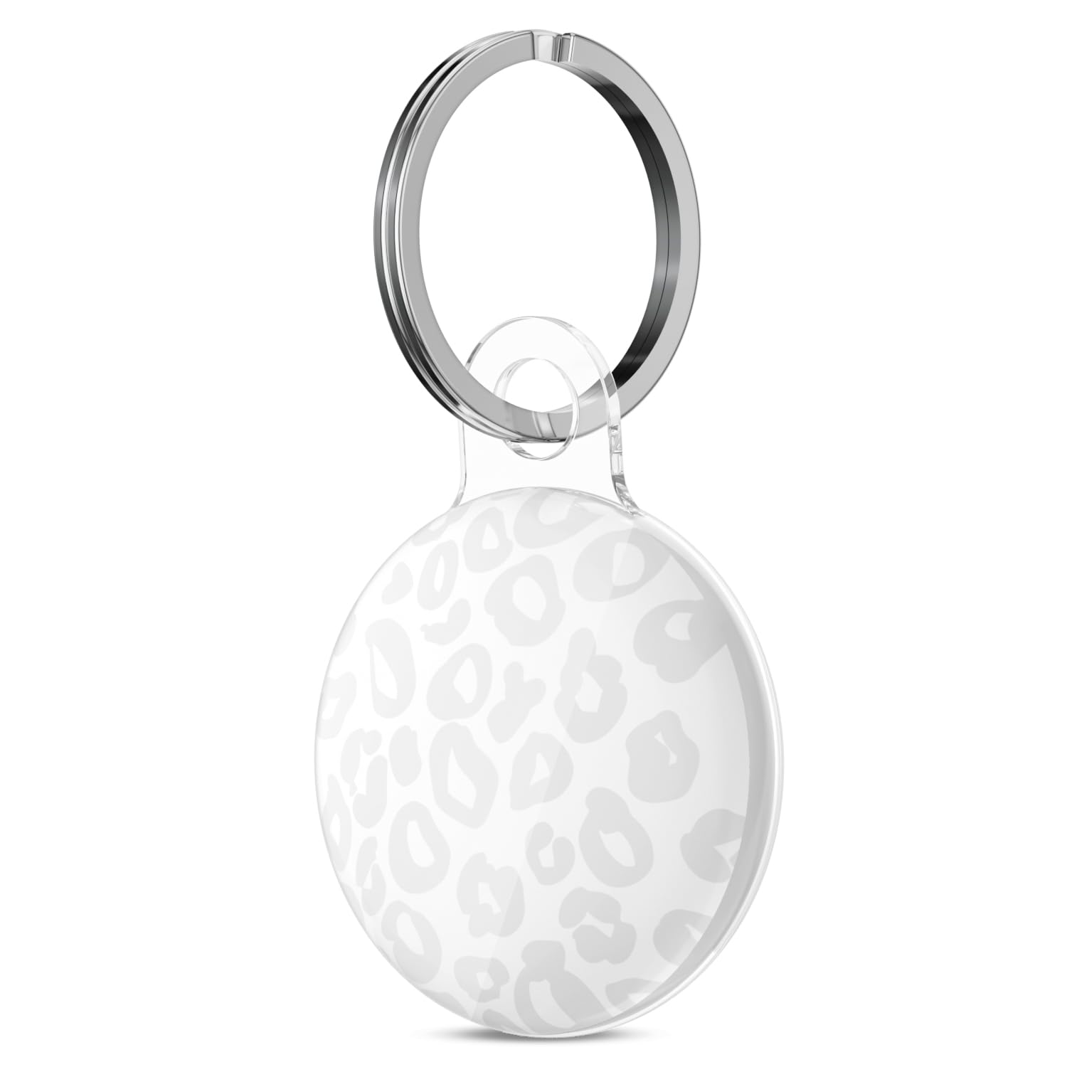 Svanove for Airtag Holder Case Cheetah Print, Leopard Pattern Airtag Keychain, Luxury Trendy Air tag Accessories, Cute Girly Aesthetic Design Itag Key Ring Cover for Women Girl Kids, White