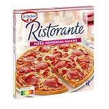 Dr. Oetker Ristorante Pizza Pepperoni-Salame, 320 g – knusprige Tiefkühlpizza belegt mit Pepperoni-Salami, feuriger Minisalami,Tomaten, Mozzarella und Edamer
