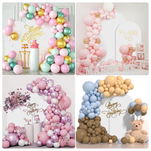 Arch Backdrop Stand Set of 2 With Cover (7.2FT+6FT) Gold Metal Wedding Arch Balloon Stand With Cover for Birthday Party Baby Shower Graduation Ceremony Decoration