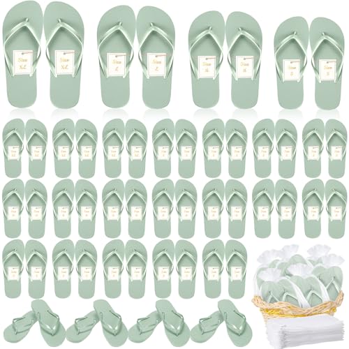 Image of Unittype Flip Flops Bulk for Wedding Guest Slippers Wedding Flip Flops with Cards Bags for Pool Beach Party