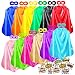 AIMIKE Superhero Capes and Masks, Bulk Pack for Kids Party, DIY Dress Up Superhero Costume, 12 Colors Sets with Superhero Stickers