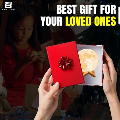 Image of CRAE 3D Moon LAMP 7 Multi Color Changing Moon Light Night Table lamp for Bedroom, Gift for Girls, Birthday Gift, Home Decor-13CM (Moon Lamp)