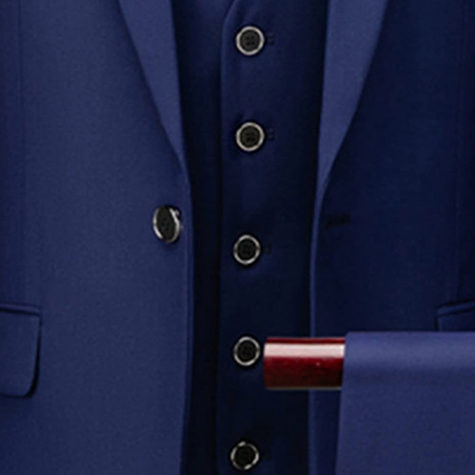 Maiyifu-GJ Men's 3 Piece Solid Color Suit Set Single Breasted Slim Fit Jacket Vest Pants Business Wedding Prom Blazer Sets (Dark Blue 1,X-Large) 2