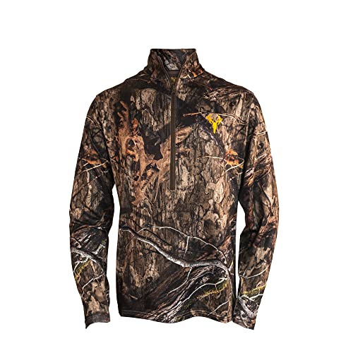 HOT SHOT Men’s Camo Zip Performance Shirt, Midweight Durable Quarter Zip Pullover, Warm Hunting Clothes for Fishing, Camping