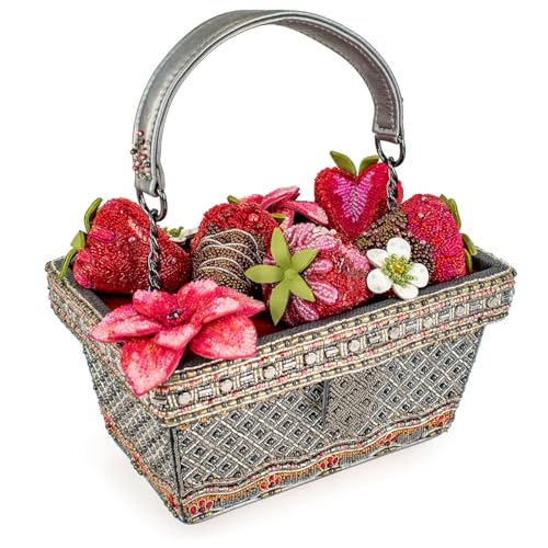 Mary Frances Women's Berry Beautiful Beaded Handbag Strawberry Basket Top Handle Bag, Multicolor, 7.75 x 5 x 4 Inches