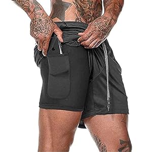 Shorts heren 2-in-1 trainingsshorts zomer korte broek sneldrogende hardloopshort sportbroek met zakken compressieshort