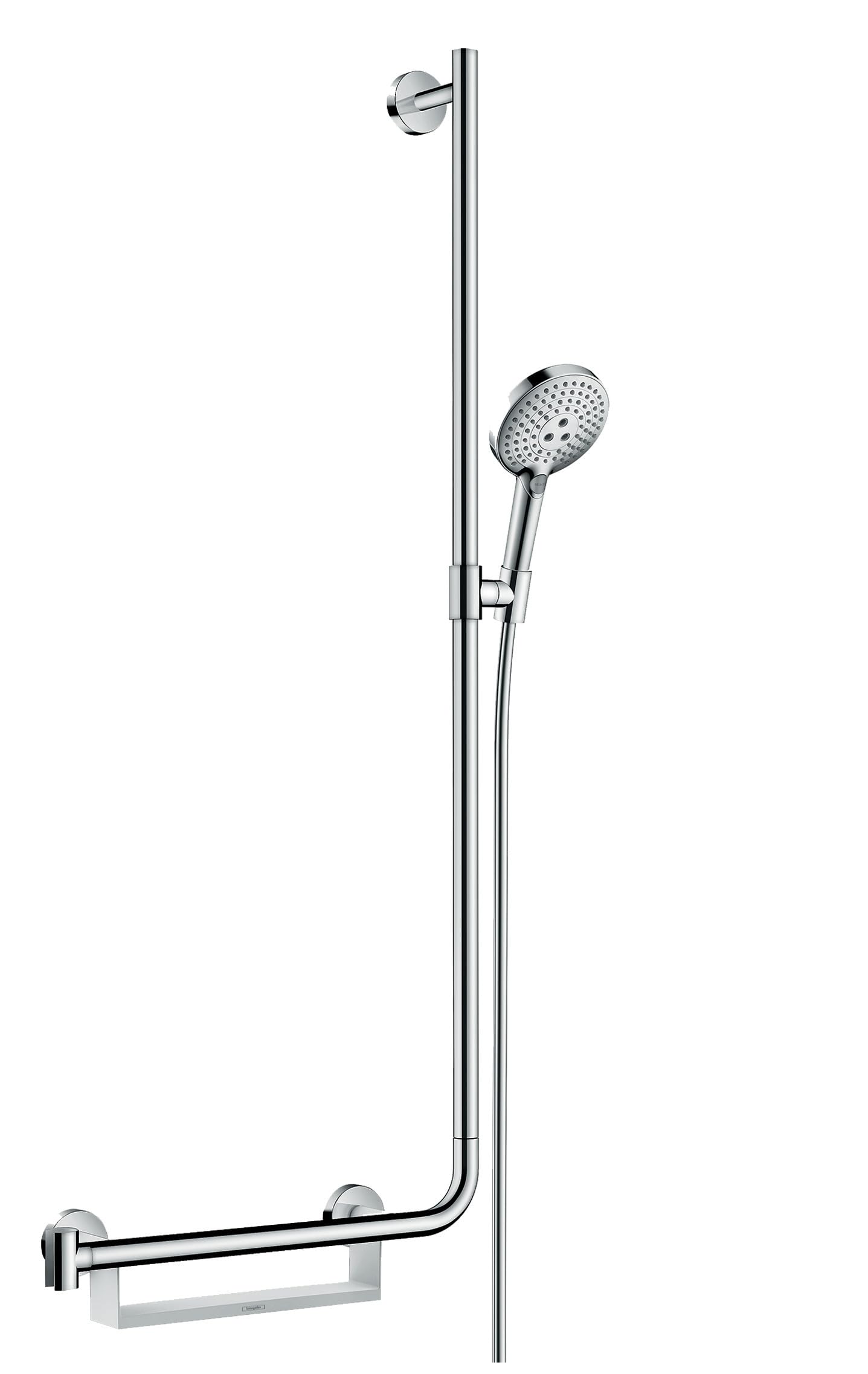 hansgrohe Raindance Select S Duschset, 1,10 m, mit Haltegriff links, 3 Strahlarten, Chrom