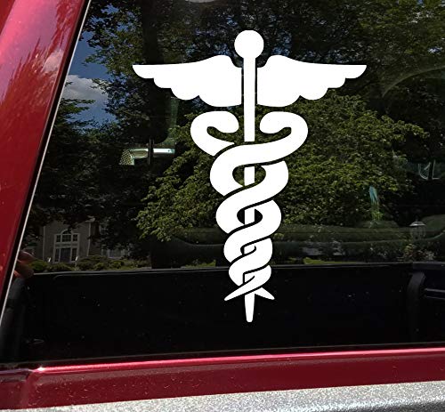 Soft Pink - 2-Pack Caduceus Symbol Vinyl Decals - Medical Logo Medicine ER Nurse EMT - Die Cut Stickers - Each 2.5w x 3h inches