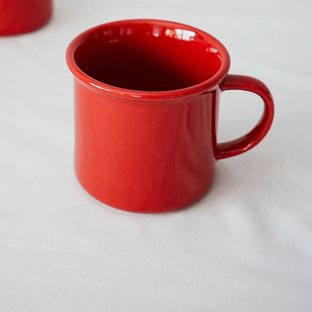 ENGENDER Tazas Cafe Taza Roja Pequeña Taza De Café De Cerámica Roja Regalo Retro Mug Cups