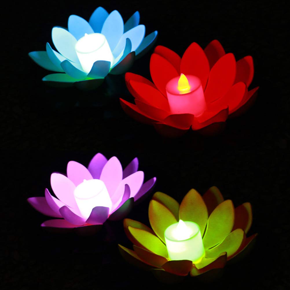 6 sztuk 11.5 cm Solar Power LED Lotus Światła Lampa Kwiat Pływający Staw Ogród Basen Lampka nocna